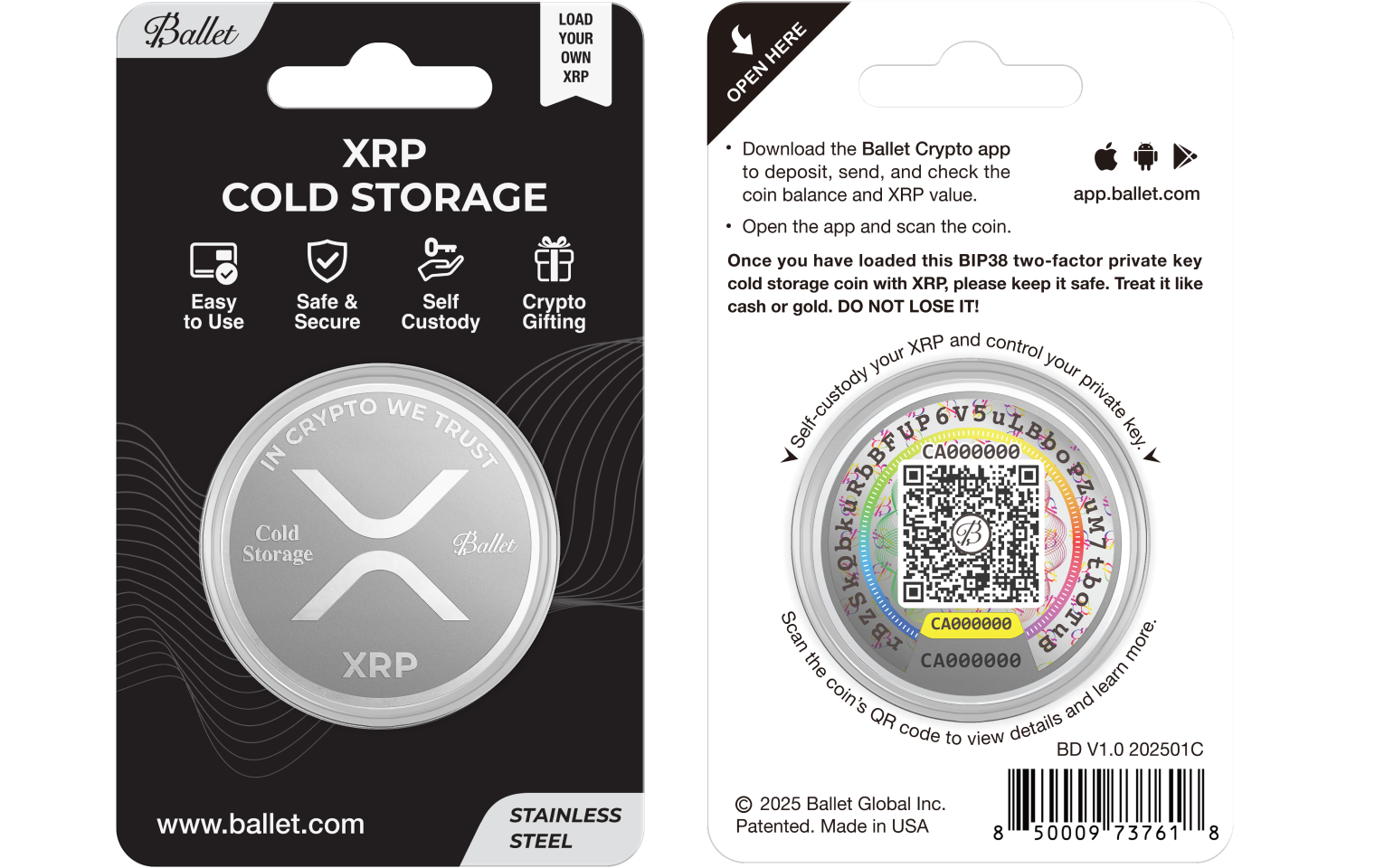 Using Cold Coin Animted Ballet Bitcoin/XRP Cold Storage Coin