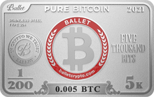 Load image into Gallery viewer, PURE Bitcoin 0.005 BTC (5-Pack)
