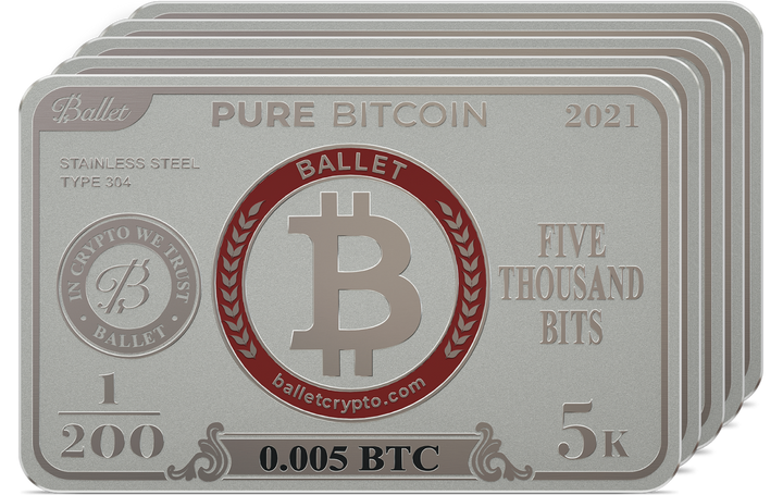 PURE Bitcoin 0.005 BTC (5-Pack)