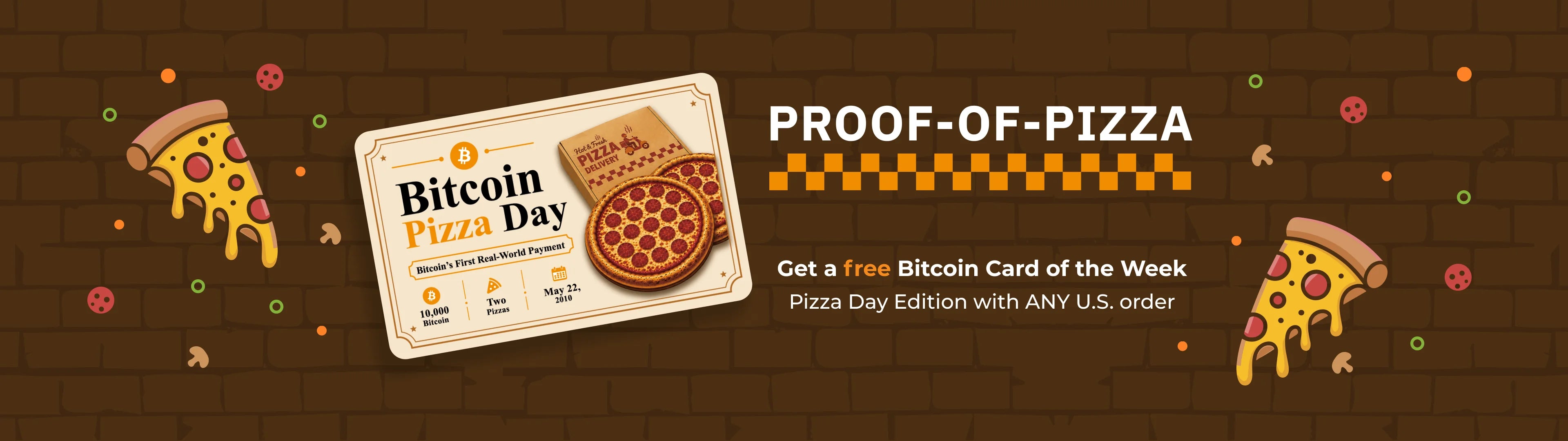 Free Bitcoin Card of the Week - Pizza Day Edition